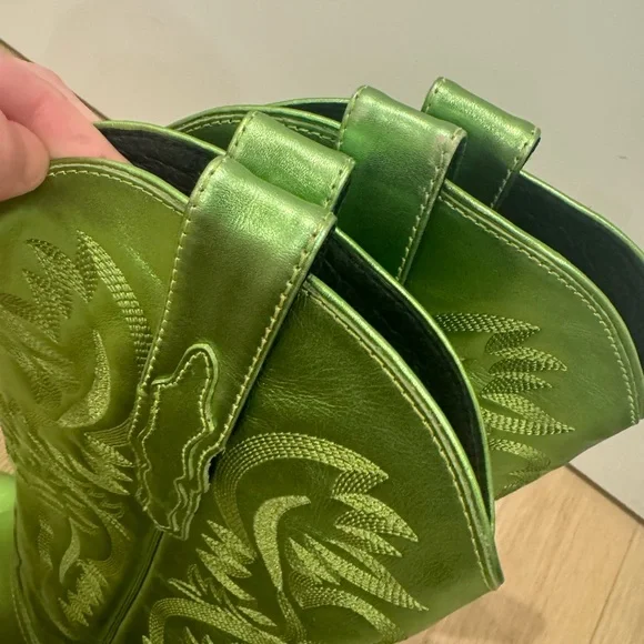 Jeffrey Campbell Dagget Western Boot 8 Cowboy Boots Metallic Green Peridot - Picture 5 of 9